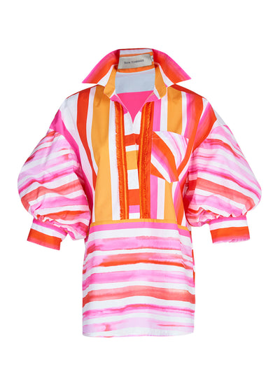 Manrola Blouse (Rouge Orange Stripes)