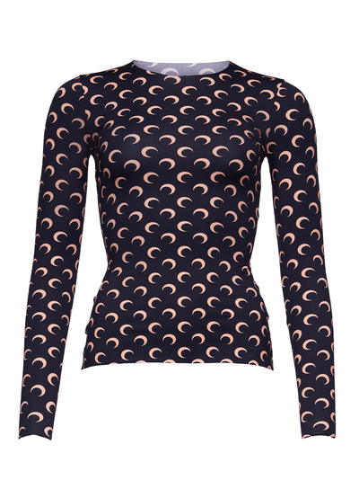 Regenerated All Over Moon Jersey Top (Moon Tan On Black)