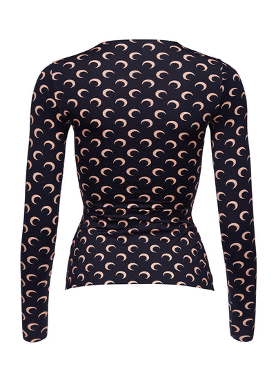 Regenerated All Over Moon Jersey Top (Moon Tan On Black)