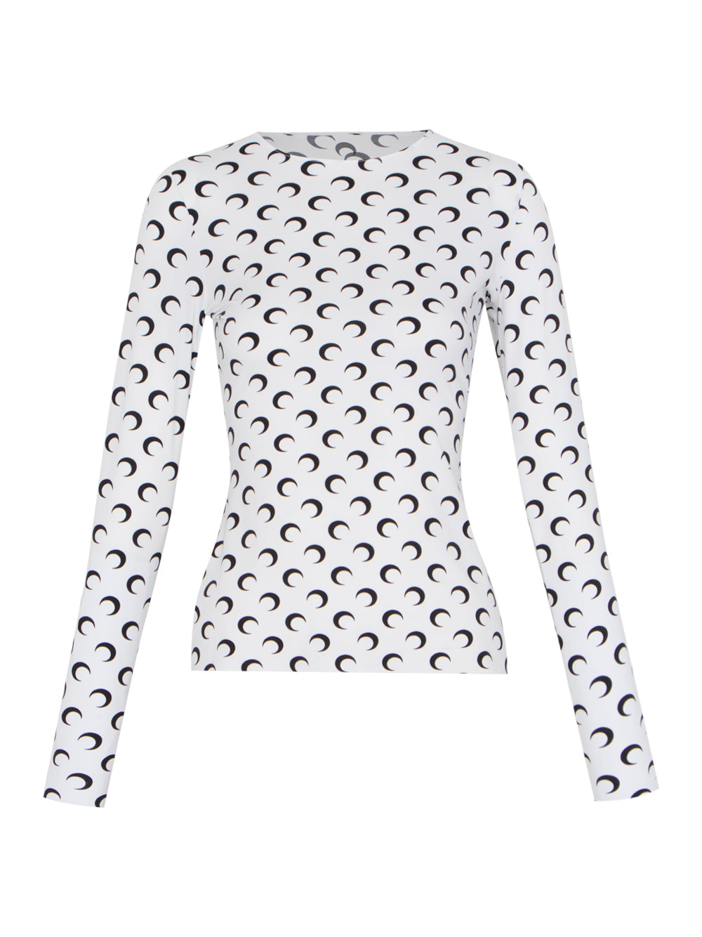 Regenerated All Over Moon Jersey Long Sleeves Second Skin Top (Optical White)