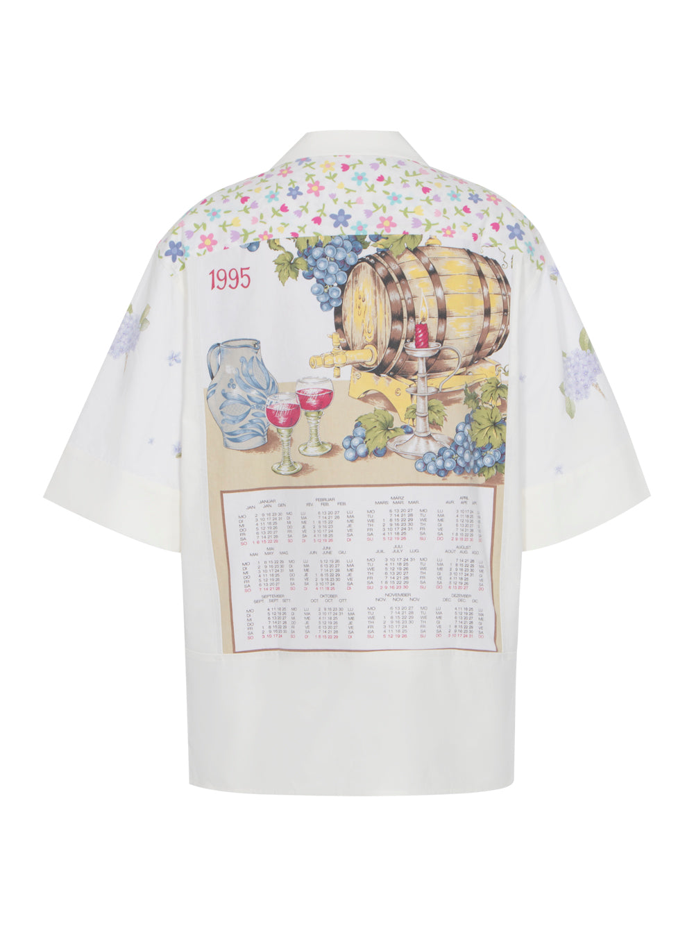 Regenerated Household Linen Calendar Bowling Shirt (Multicolor)