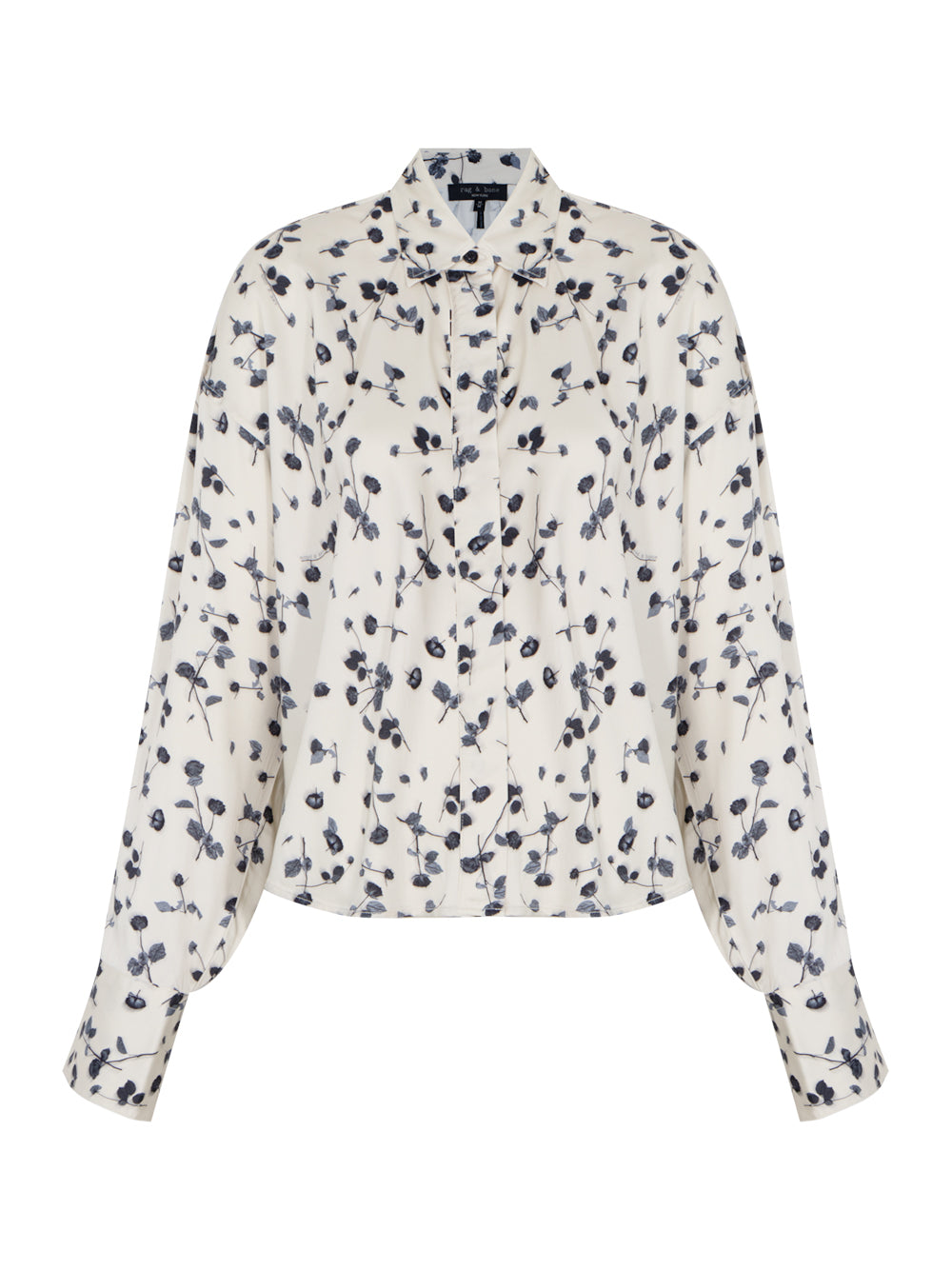 Martha Floral Satin Shirt (Ivory Floral)