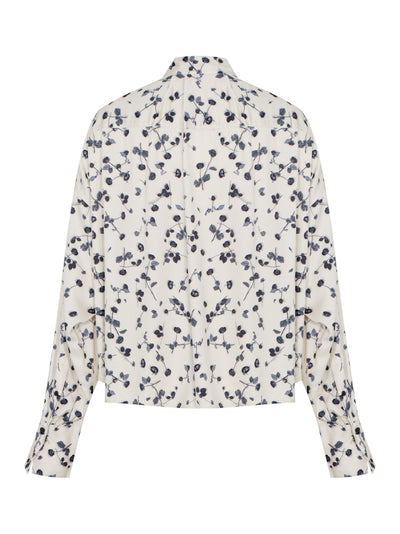 Martha Floral Satin Shirt (Ivory Floral)