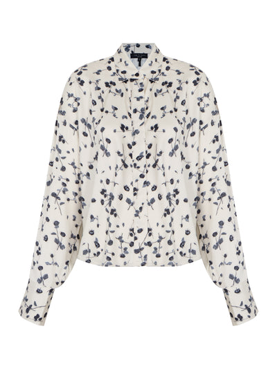 Martha Floral Satin Shirt (Ivory Floral)