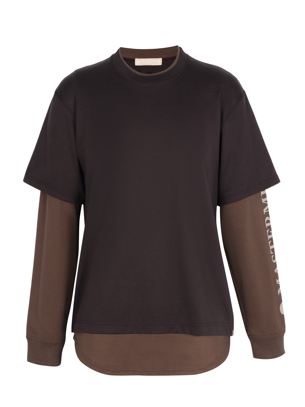 Mastermindworld-BrownLayeredLongSleeveT-Shirt-DarkBrown-1