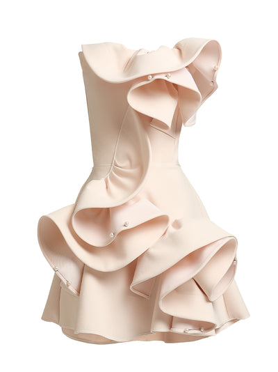 Atonement Mini Ruffle Dress (Pure Cream)