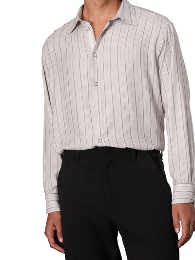 Matthew Stripe Long Sleeve Shirt (White Stripe)