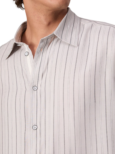 Matthew Stripe Long Sleeve Shirt (White Stripe)