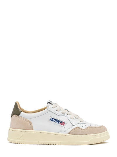 Medalist Low Sneakers In Leather Suede (White/Covert Green) (Women)