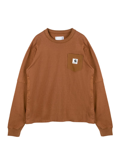 Men Carhartt WIP Cotton Jersey Long Sleeve T-Shirt (Dark Beige)