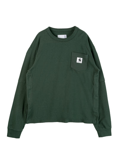 Men Carhartt WIP Cotton Jersey Long Sleeve T-Shirt (Green)