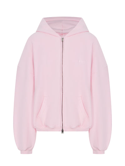 Men Cotton Logo Zip-Up Hoodie (Light Pink)