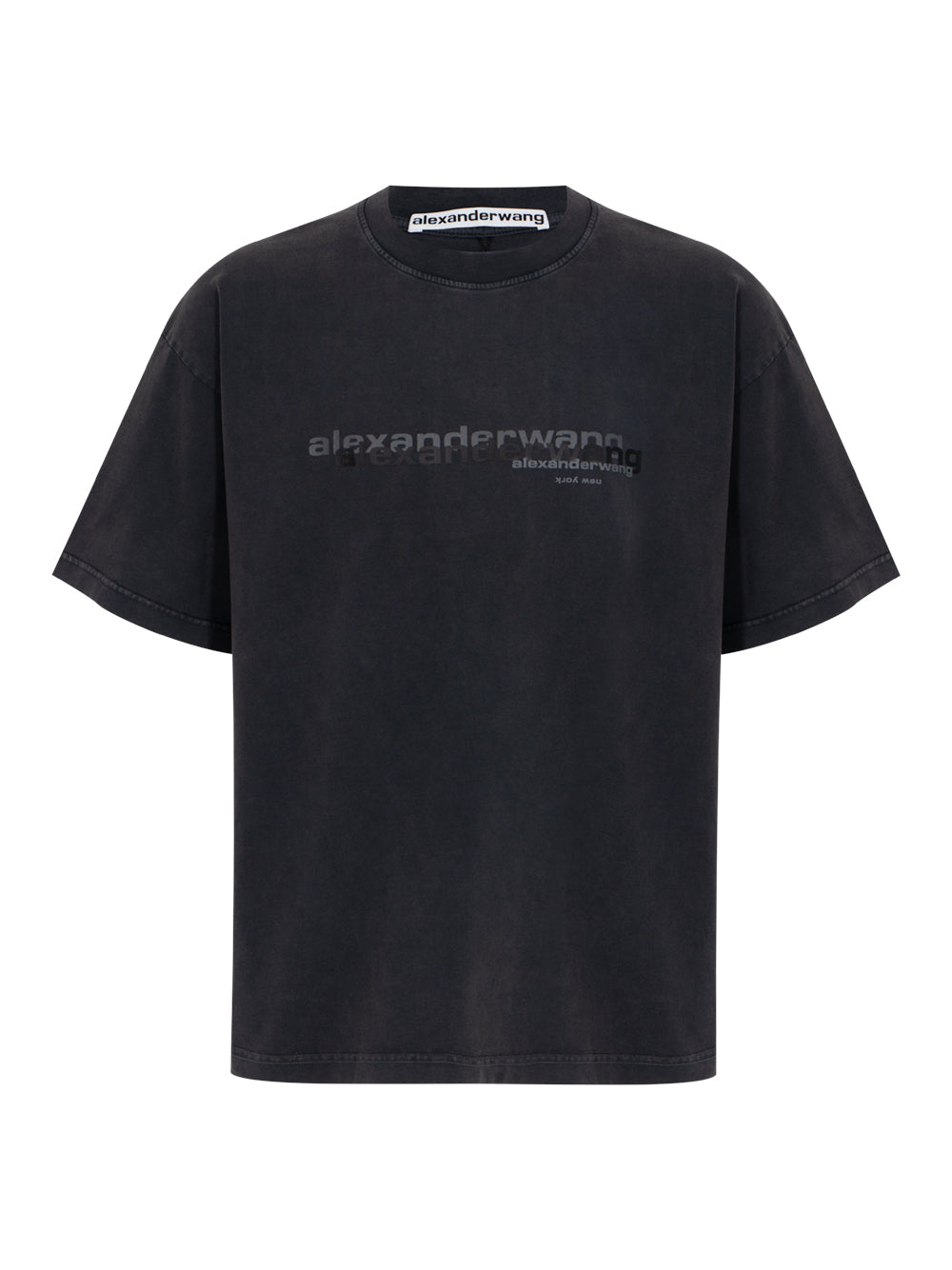 Men Cotton Oversized Logo Tee (Washed Black)
