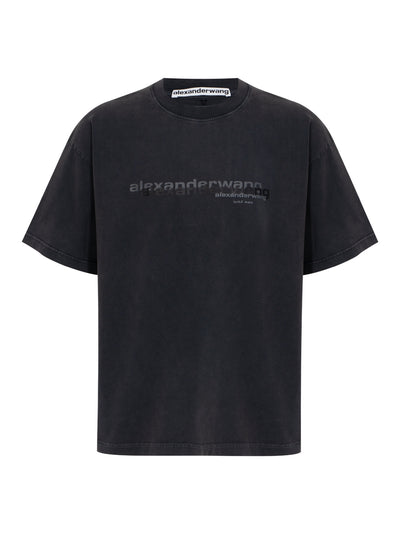 Men Cotton Oversized Logo Tee (Washed Black)