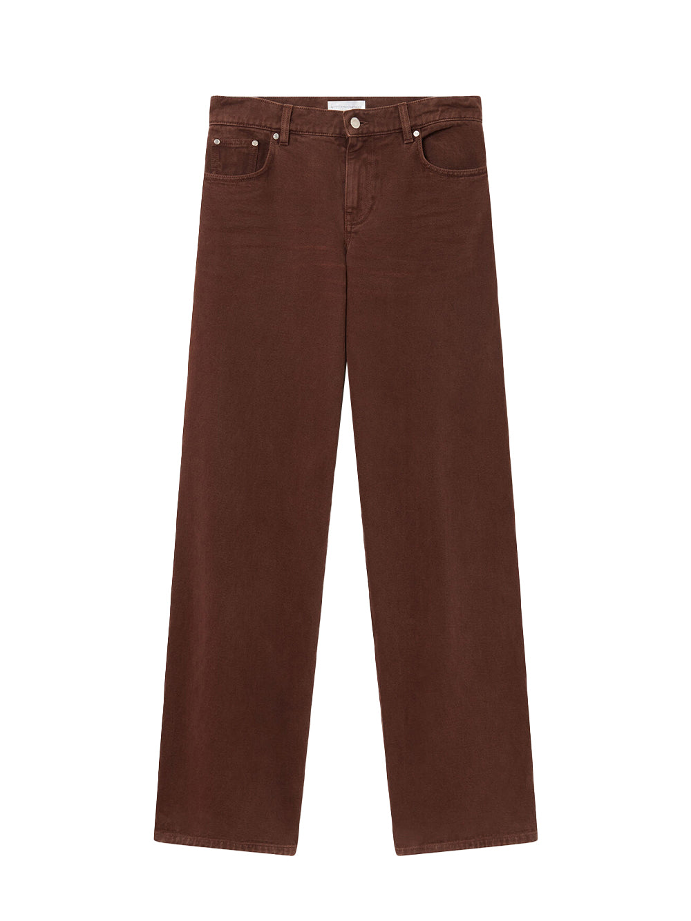 Mid-Rise Wide-Leg Denim Jeans (Brown Wash)