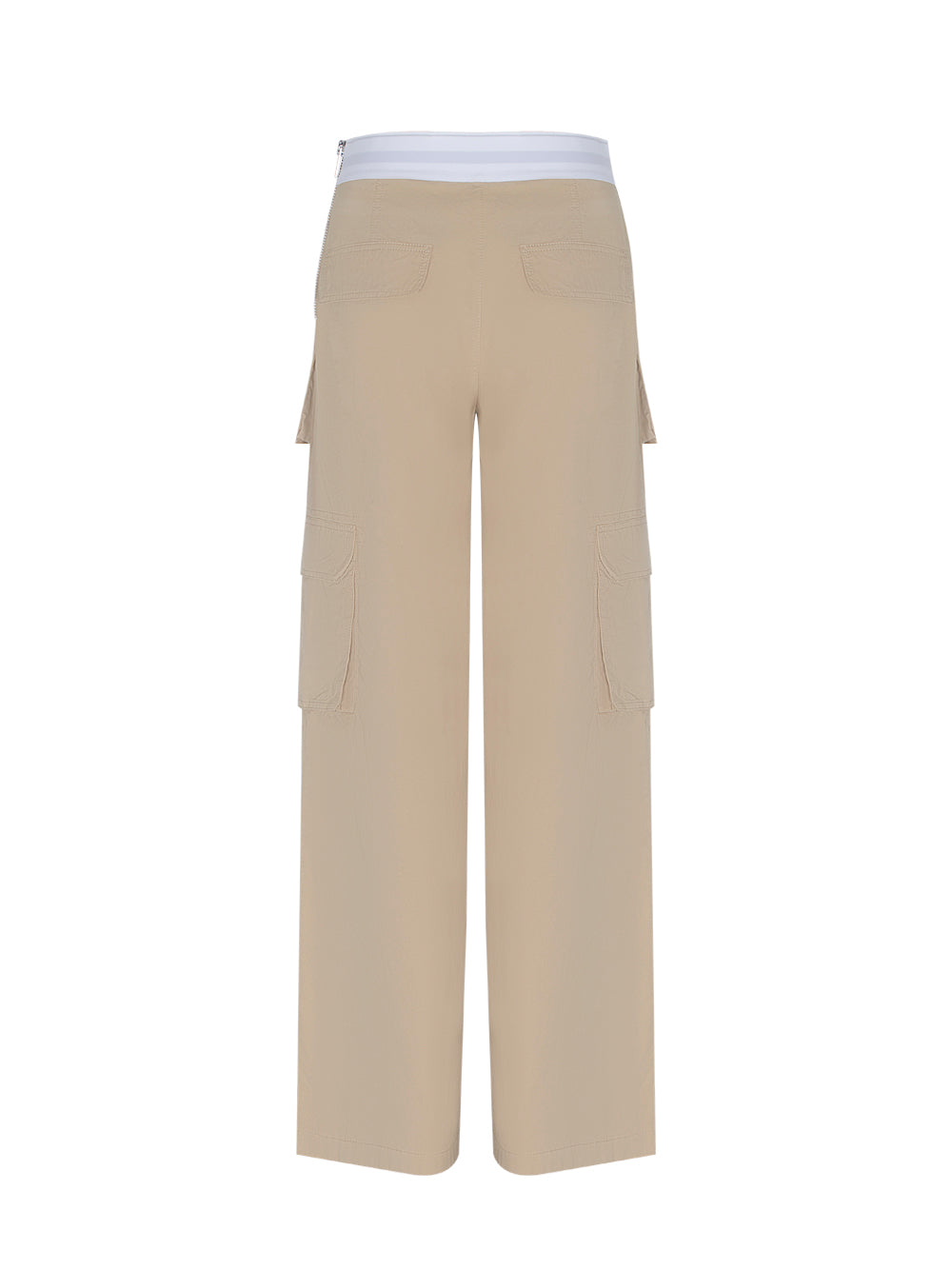Mid Rise Cargo Rave Pants With Logo Elastic Off (Feather)