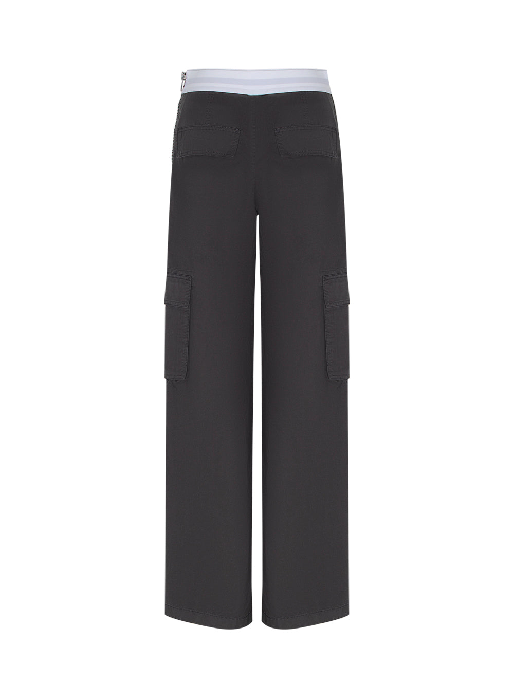 Mid Rise Cargo Rave Pants With Logo Elastic (Off Black)