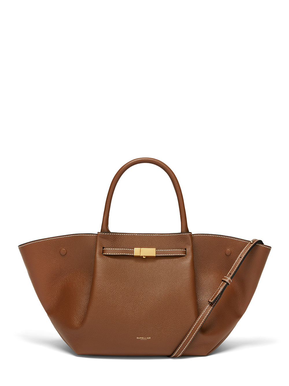 Midi New York Handbag (Tan With Ecru Contrast Stitching)