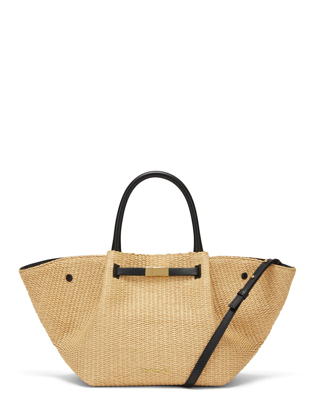Midi New York Handbag (Warm Raffia Black Trims)