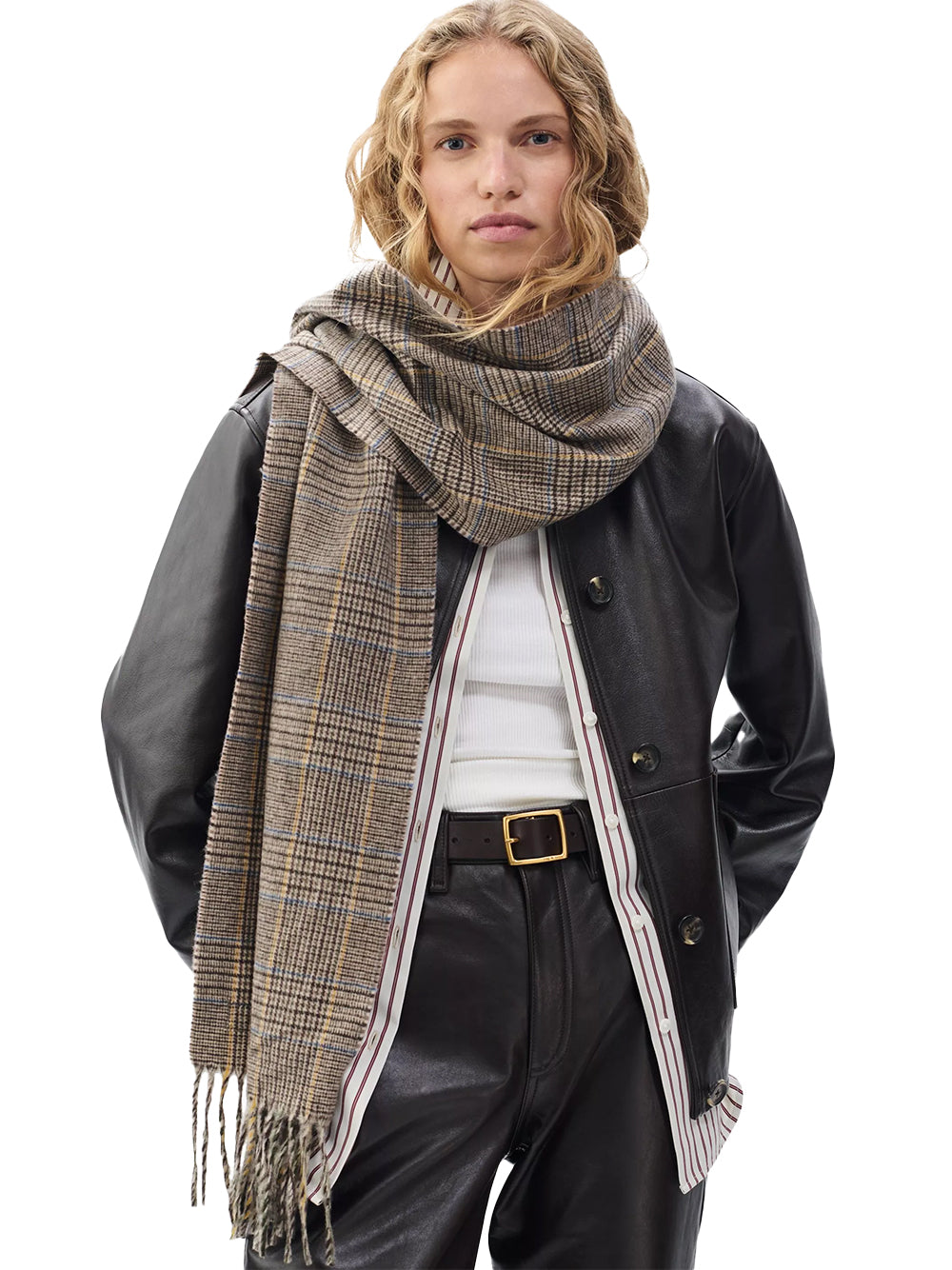 Mila Cashmere Scarf (Camel Heritage Plaid)