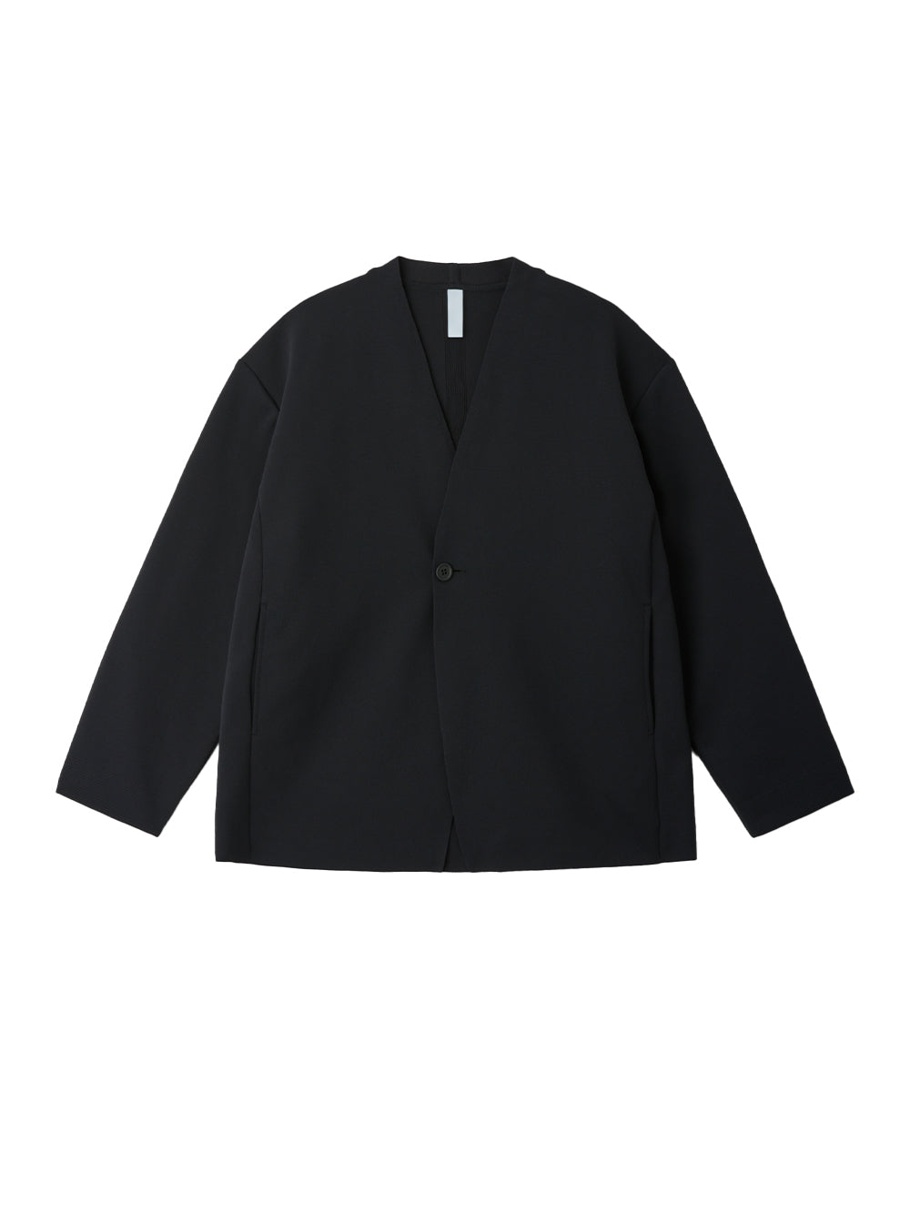 Milan Collarless Double Breasted Boxy Jacket (Black)