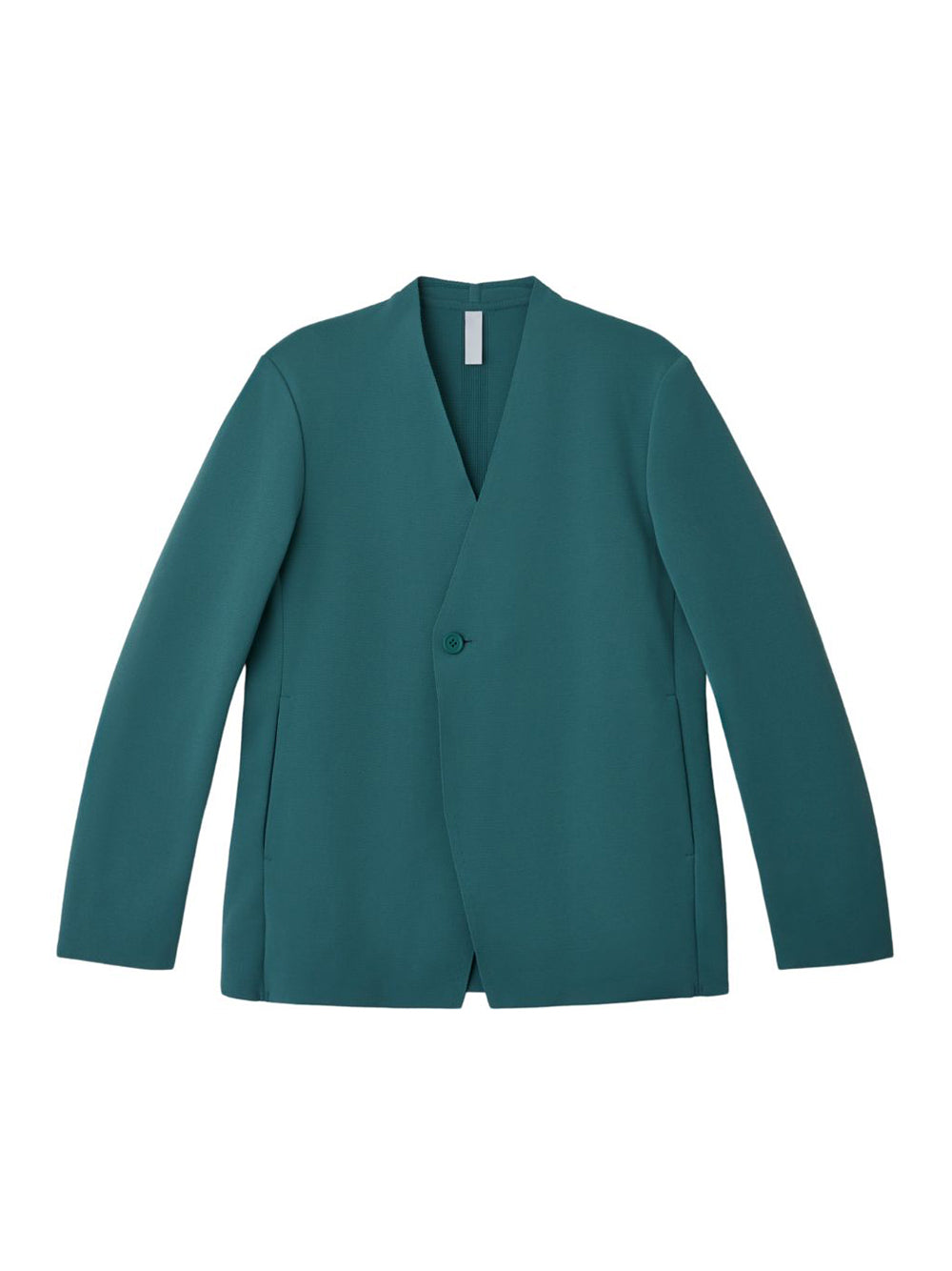 Milan Rib Double Breasted Collarless Jacket (Moss Green)