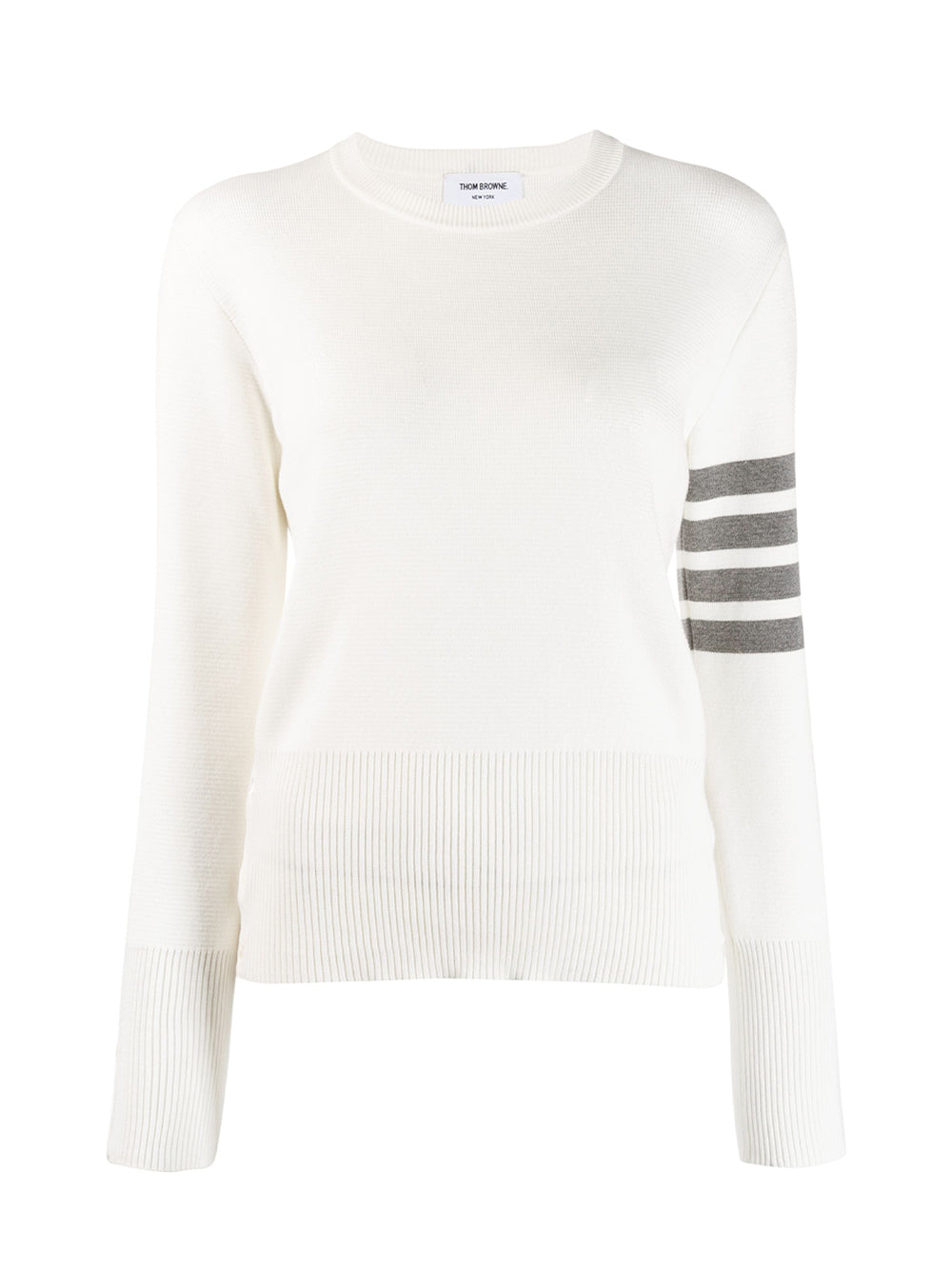 Milano Stitch Classic Crewneck Knit Pullover (White)