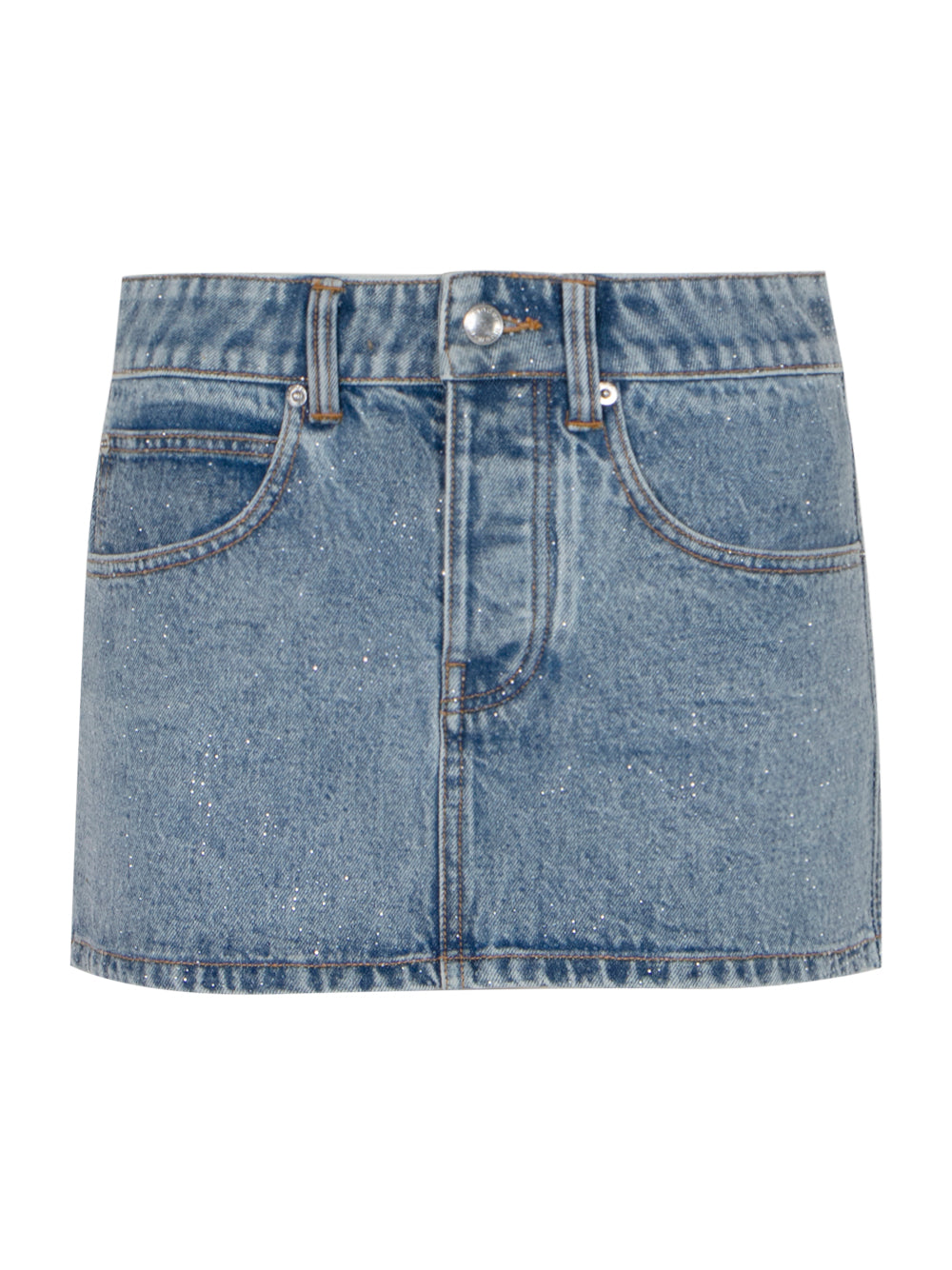 Mini Skirt All Over Clear Bead Hotfix Vintage (Light Indigo)