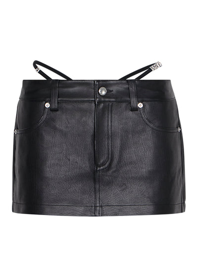 Mini Skort With G-String And Diamante Charms (Black)