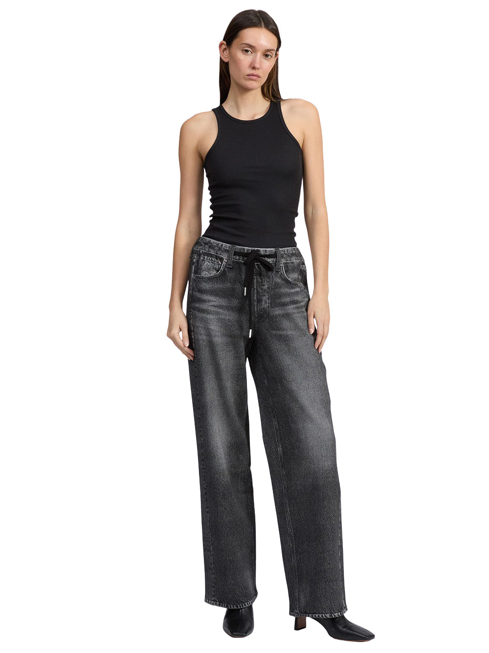 Miramar Drawstring Wide-Leg Pants (Washed Black)