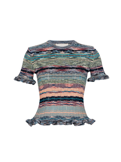 Miya Short Sleeve Knit Top (Azurite)