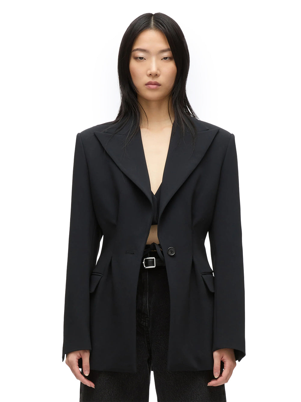 Modern Tailoring Cinched Blazer With Set In Bra (Black)