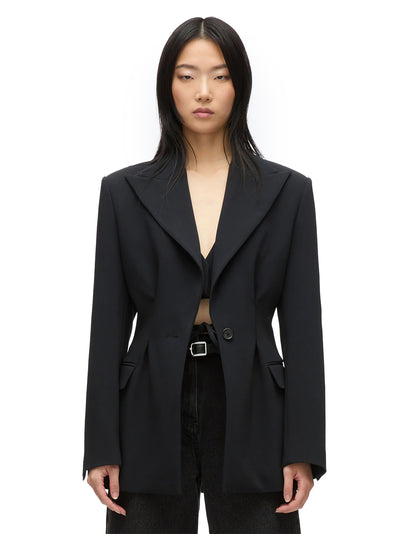 Modern Tailoring Cinched Blazer With Set In Bra (Black)