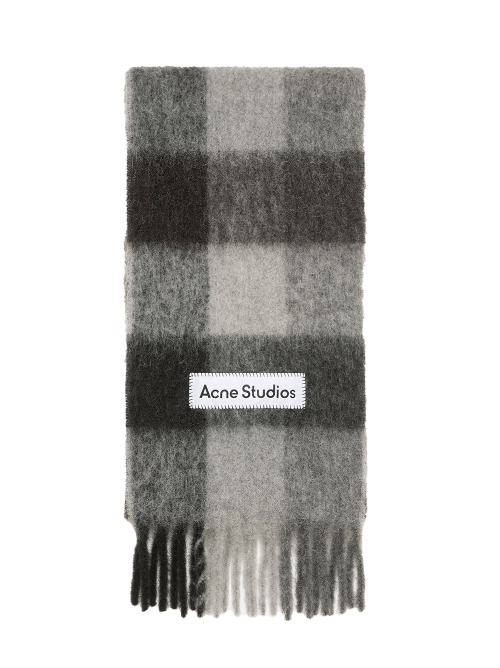 Mohair Checked Scarf (Black/Grey/Dark Grey)