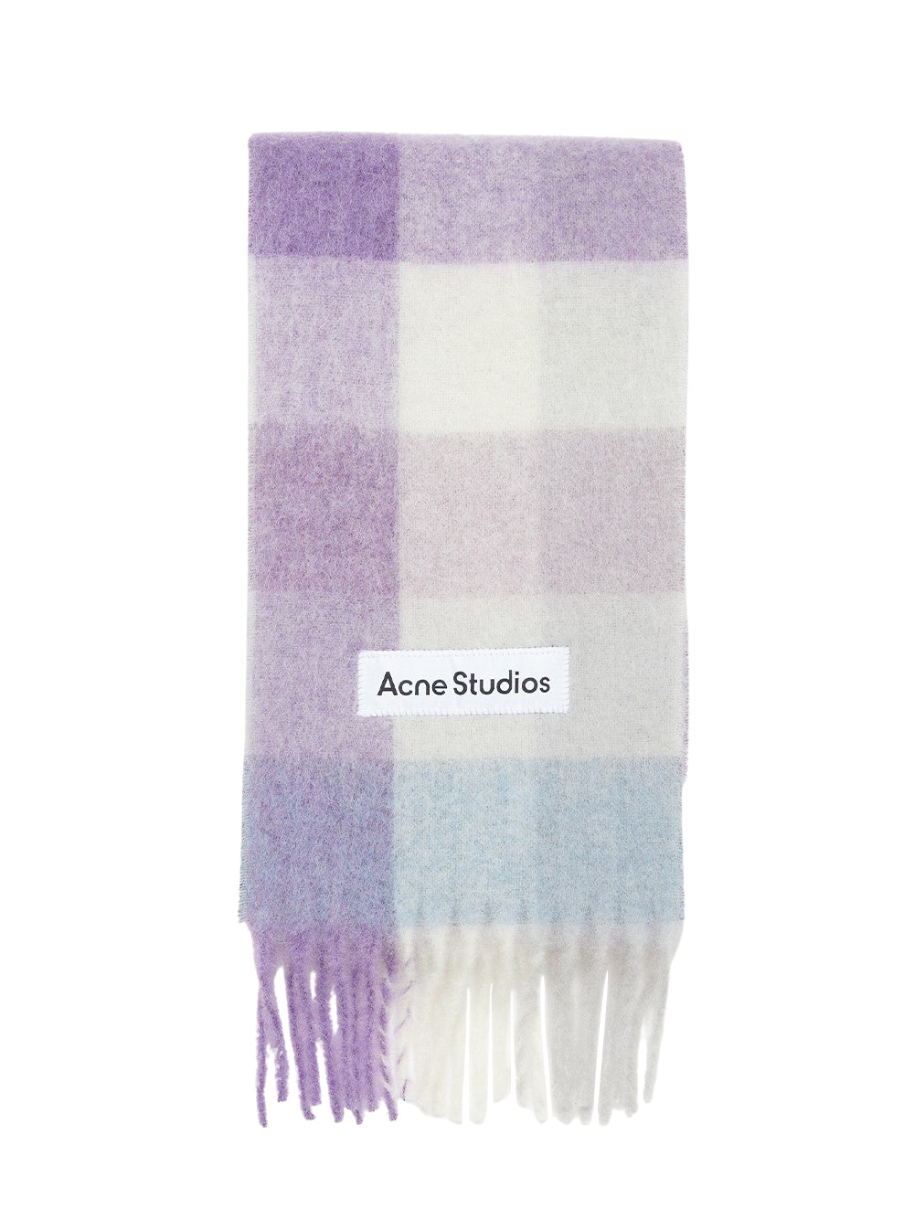 Mohair Checked Scarf (Lilac/White)