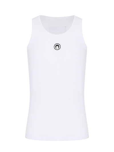 Moon Logo Ribbed Jersey Tank Top (White)