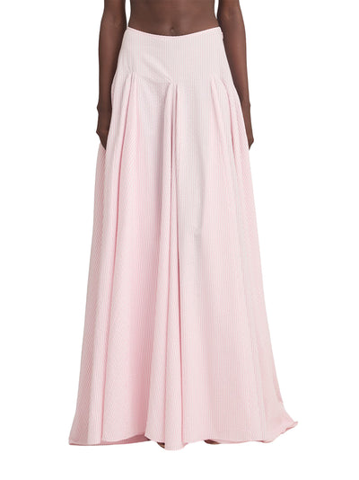 Ms, Godet Maxi Skirt (Stripe) Pink