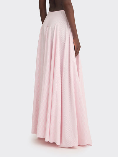 Ms, Godet Maxi Skirt (Stripe) Pink
