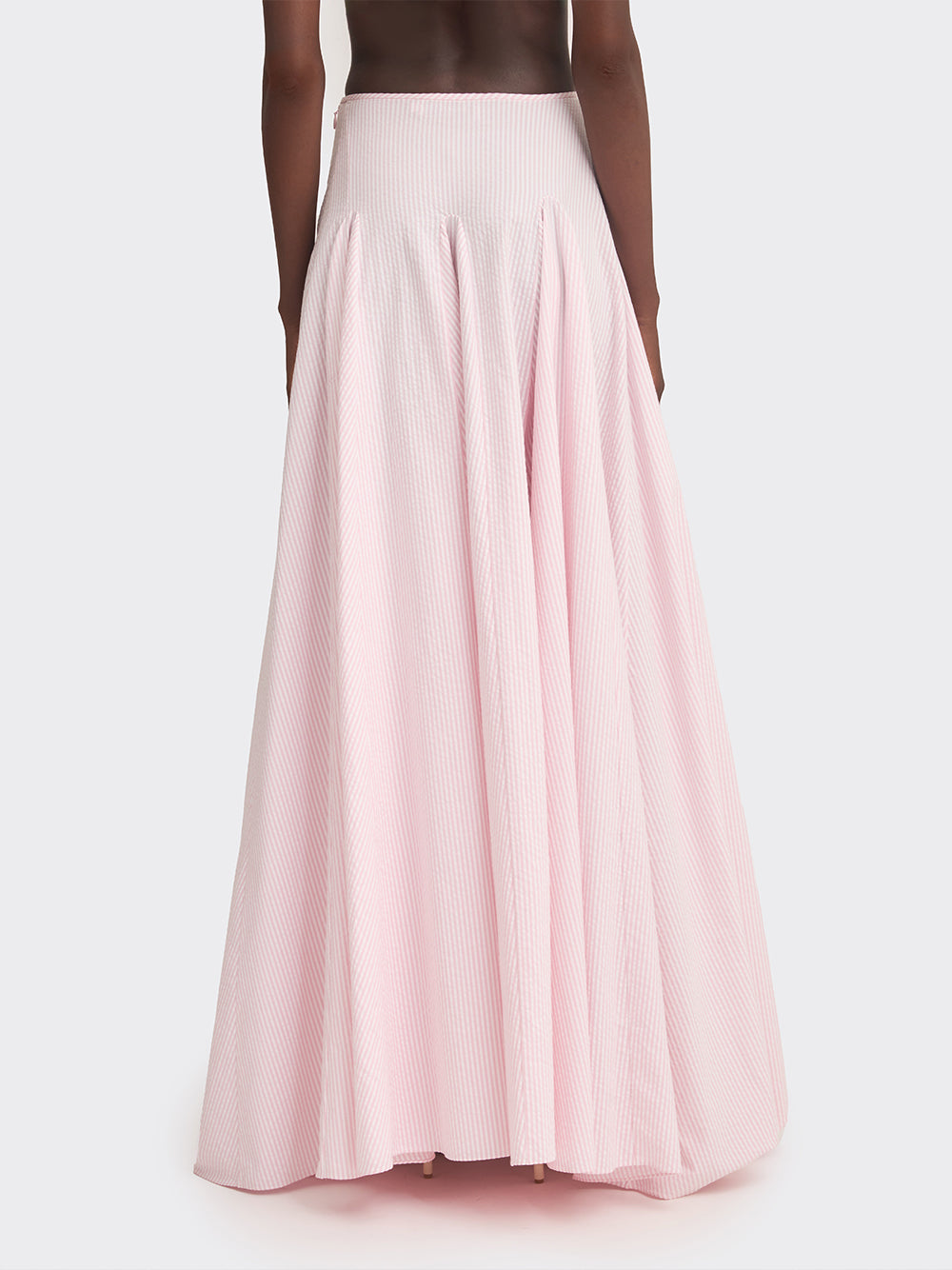 Ms, Godet Maxi Skirt (Stripe) Pink