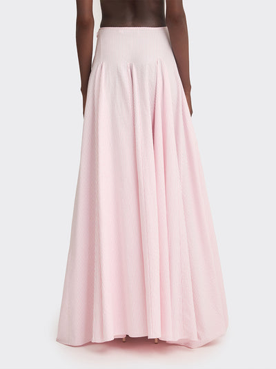 Ms, Godet Maxi Skirt (Stripe) Pink