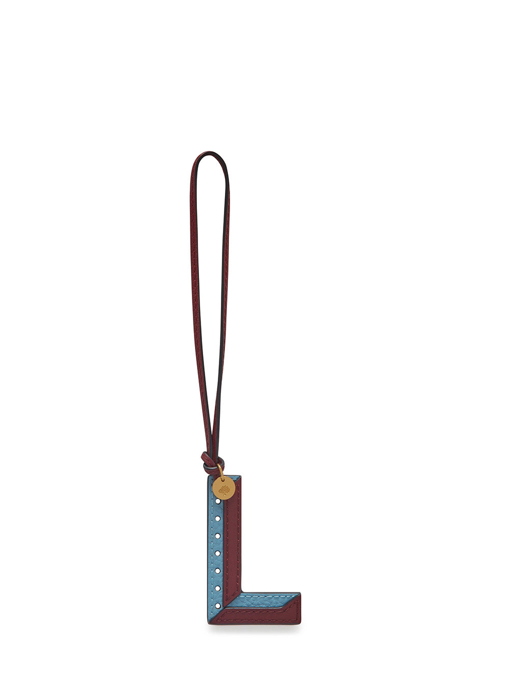 Mulberry-Bi-Colour Leather Keyring - L-Pale Slate-1