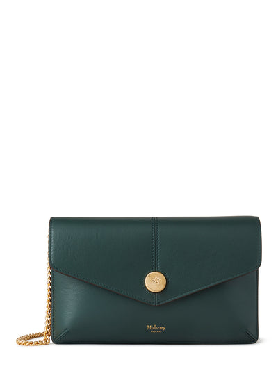 Press Stud Pochette On Chain (Mulberry Green)