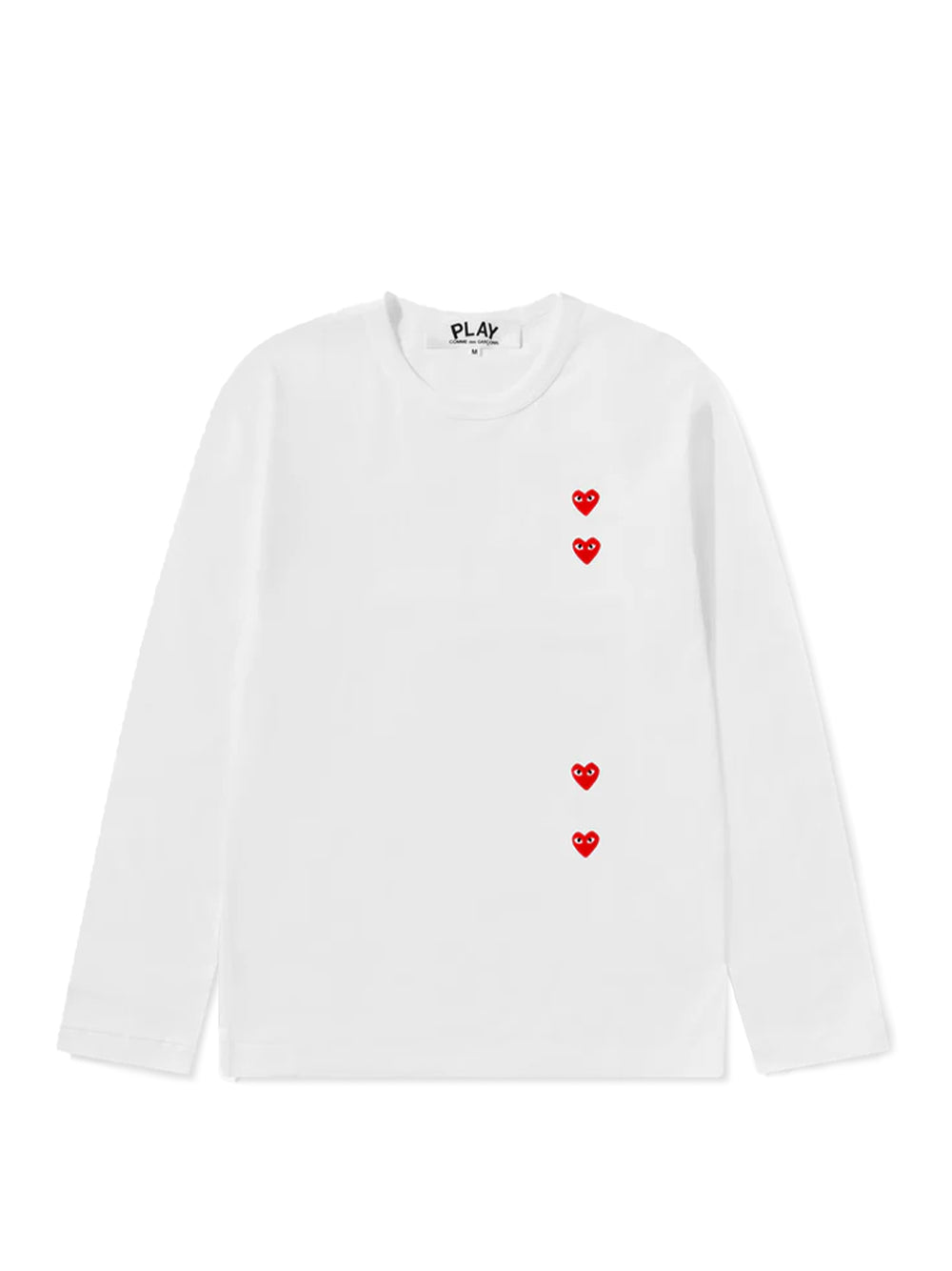 Multi Red Heart Long Sleeve T-Shirt (White)