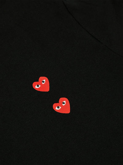 Multi Red Heart Long Sleeve T-Shirt (Black)