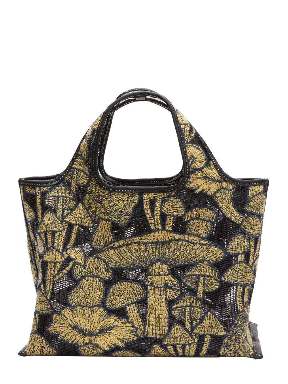 Mushrooms Embroidery Mini Market Tote (Black Multi)