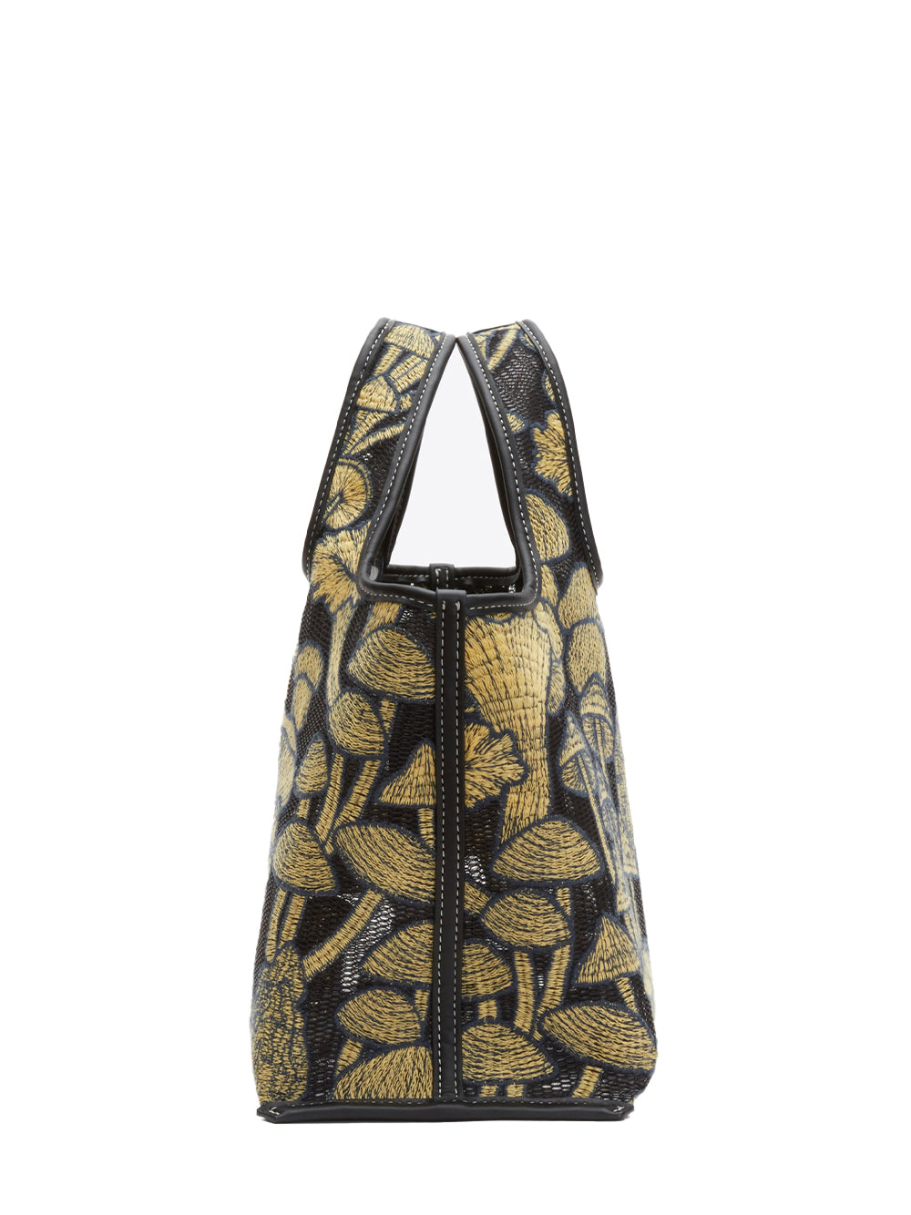 Mushrooms Embroidery Mini Market Tote (Black Multi)
