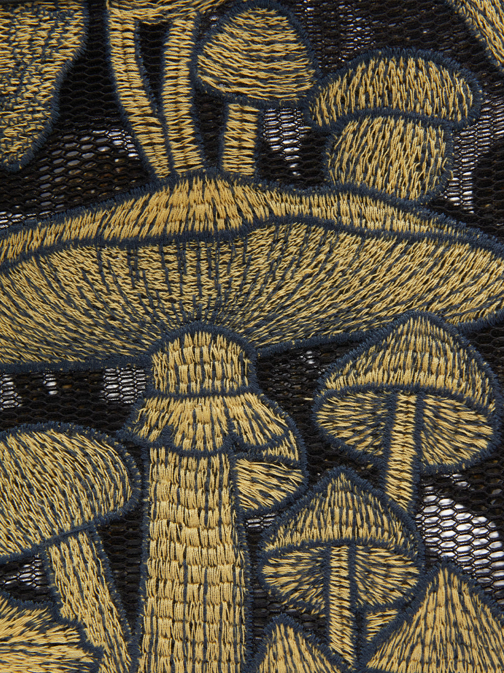 Mushrooms Embroidery Mini Market Tote (Black Multi)