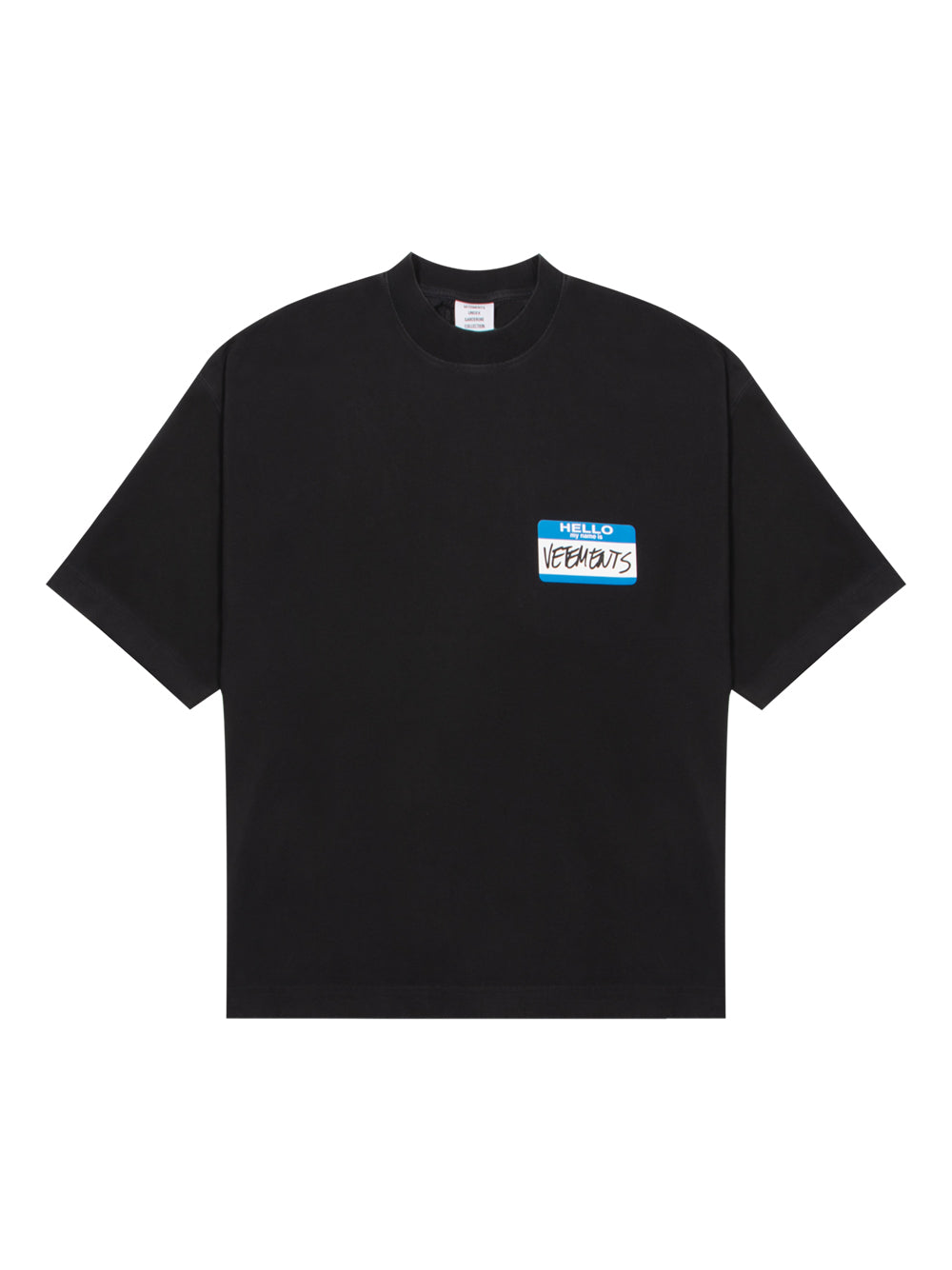 My Name Sticker Cropped Boxy T-Shirt (Black)