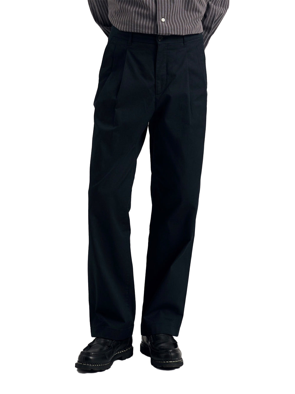 Benn Relaxed Twill Pleated Trouser (Black)