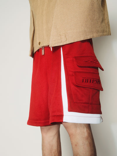 Malik Cargo Bball Shorts Heat Red